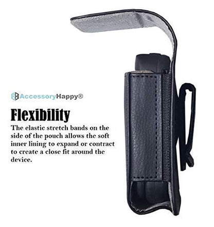 Large Black Vertical 360 Rotating Leather Belt Pouch