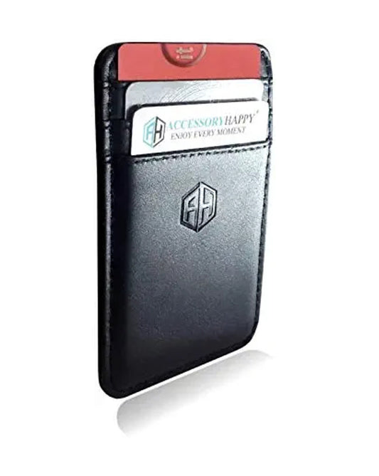 Mens Slim Wallet, Minimalist Thin Front Pocket GENUINE Leather Credit Card Holder with RFID Blocking for Work Travel