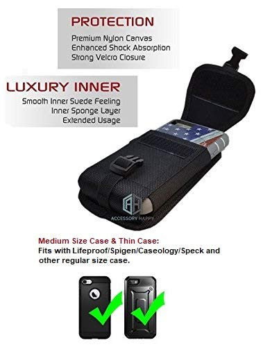 Vertical Military Grade Cell Phone Belt Case, Rugged Outdoor Pouch Carrying Clip