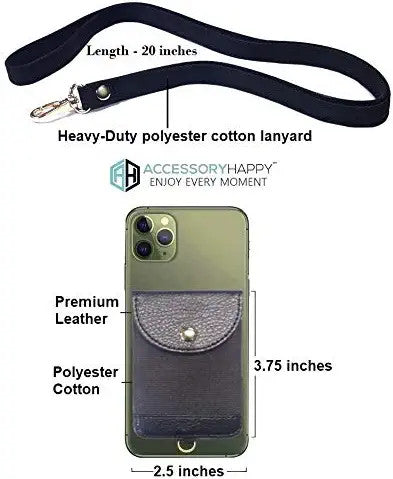 Universal 2 in 1 Lanyard & Sticker Wallet Leash Credit Card Holder Case, Cell Phone Gear Neck Strap Adhesive Stick on Holder Pocket for iPhone and Android Phones
