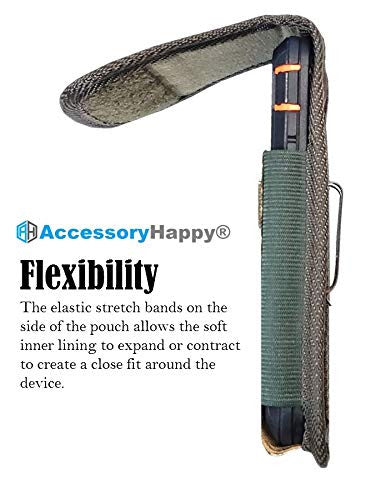 Vertical Military Grade Camo Cell Phone Belt Pouch, Rugged Canvas Holster Waist Carrying Bag Fits Phone with Waterproof/Thick Case