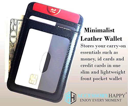 AccessoryHappy RFID Belt Loop Wallets for Men - Minimalist Genuine Leather Money Carrier Clip Wallet