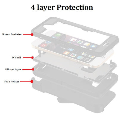 Armor Rugged Defender Case for iPhone 7 and iPhone 8 Protective Case with Belt Clip Holster, Heavy Duty, Built in Screen Protector-Black Camo