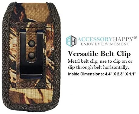 Premium Vertical Canvas Case w/ Buckle, Rugged Pouch Holster Flip Phone Belt Case Fits Kyocera Cadence LTE, Dura XTP, Dura XV E4520 Case, Dura XV Plus, Dura XE, Convoy 4, Most Large FLIP Phone