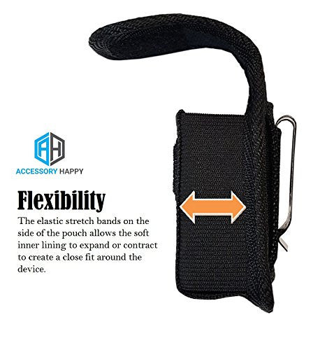 Medium Black Premium Military Grade Canvas Belt pouch for Most small flip phones