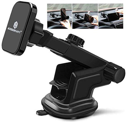 Phone Holder Magnetic Mount for Office Desk Dashboard Windshield Phone Mount Sturdy Adjustable Multi-Angle Car Mount Holder Stand with Adjustable Telescopic Arm for All Cell Phones & Garmin GPS