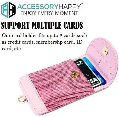 Universal 2 in 1 Lanyard & Sticker Wallet Leash Credit Card Holder Case, Cell Phone Gear Neck Strap Adhesive Stick on Holder Pocket for iPhone and Android Phones