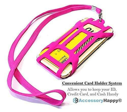 Premium Universal 2 in 1 Lanyard & Card Holder (Hot Pink)