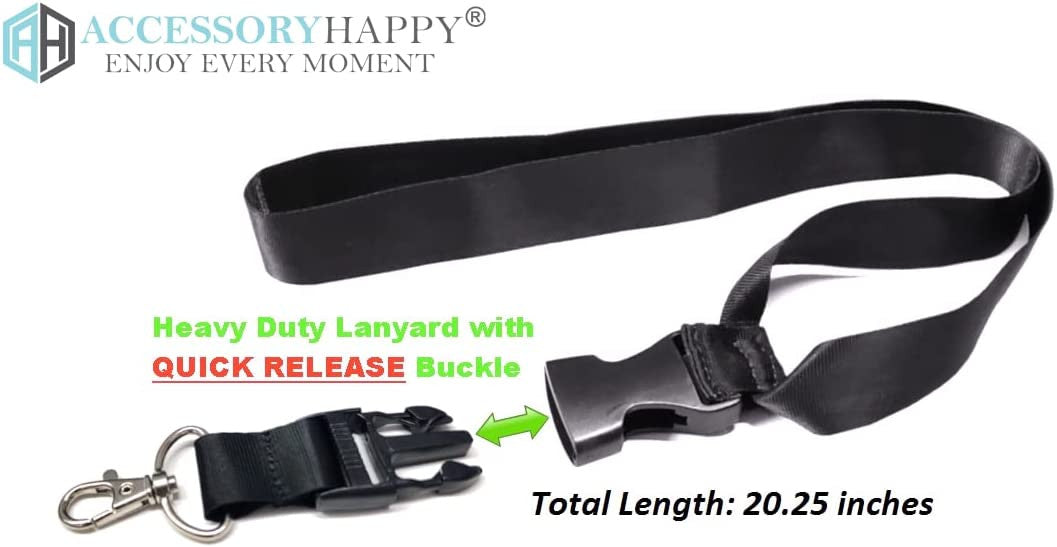 AccessoryHappy AH Universal Heavy Duty Cell Phone Carrying Lanyard Leash Neck Strap Tether Holder Quick Release Buckle Smart Cell Holder Case for iPhone, Galaxy & Most Smartphone Black