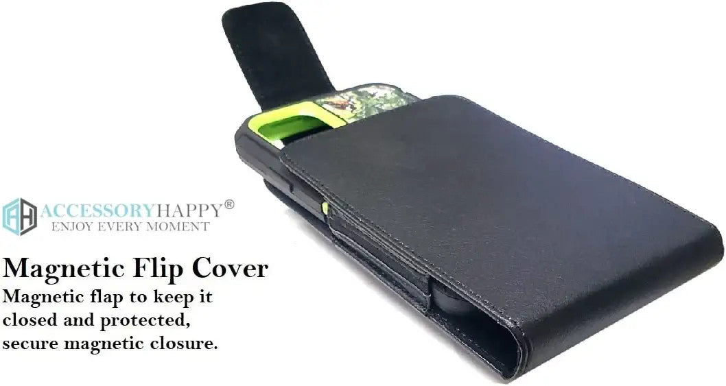Premium Swivel Leather Cell Phone Carrier Holster for Men Android Pouch Carrying Clip fits Otterbox or Thick Case