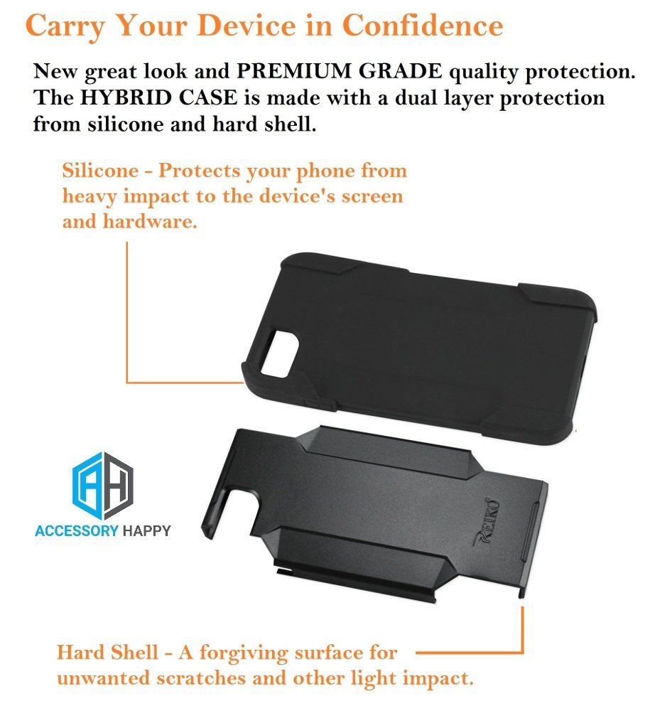 AccessoryHappy 3 in 1 Combo Holster Case, iPhone 7 iPhone 8 Hybrid Heavy Duty Holster Combo Case Silicone Inner Case + Plastic Hard Outer Shell + 360 Rotate Holster‐3 in 1 Combination