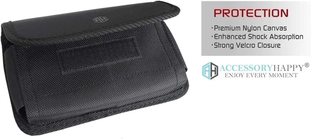 Black Horizontal Military Grade Phone Case, Tactical Belt Loop & Holster Pouch Fits with Otterbox Defender Heavy Duty Cover