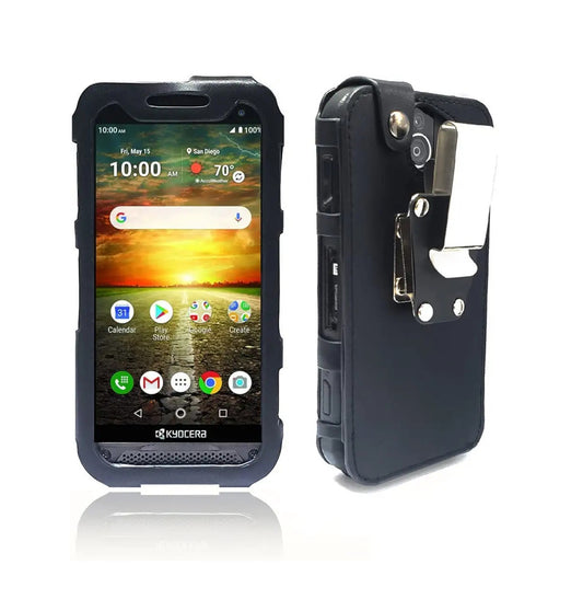 AH Premium 360 Rotating Military Grade Real Genuine Leather Men Phone Belt Construction Holster Fitted Leather Case, for Kyocera DuraForce Pro E6800 E6810 & DuraForce Pro 2 E6900 E6910 E6920