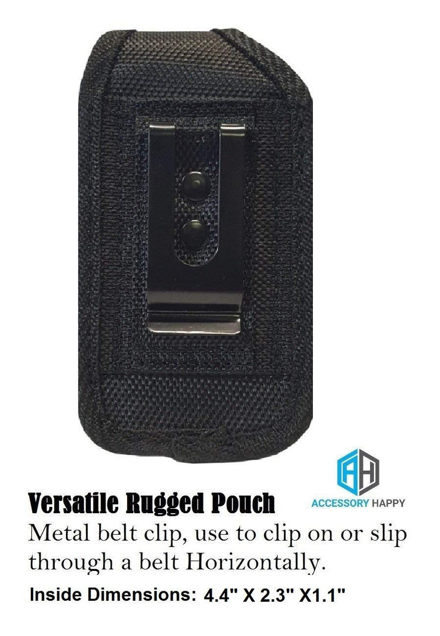 Premium Vertical Canvas Case, Rugged Pouch Holster Flip Phone Belt Case Fits Kyocera Cadence LTE, Dura XTP, Dura XV E4520 Case, Dura XV Plus, Dura XE, Convoy 4, Most Large FLIP Phone