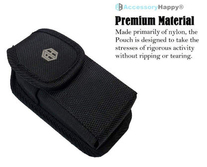 Premium Vertical Canvas Case, Rugged Pouch Holster Flip Phone Belt Case Fits Kyocera Cadence LTE, Dura XTP, Dura XV E4520 Case, Dura XV Plus, Dura XE, Convoy 4, Most Large FLIP Phone