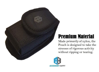 Medium Black Premium Military Grade Canvas Belt pouch for Most small flip phones