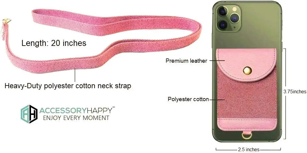 Universal 2 in 1 Lanyard & Sticker Wallet Leash Credit Card Holder Case, Cell Phone Gear Neck Strap Adhesive Stick on Holder Pocket for iPhone and Android Phones