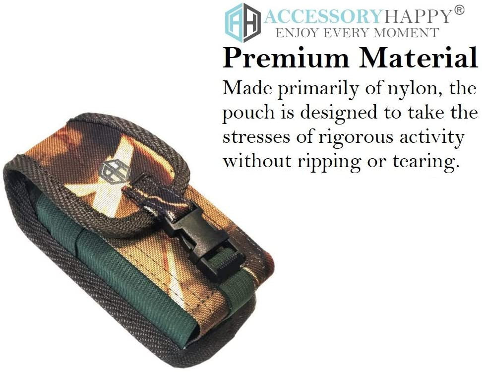 Premium Vertical Canvas Case w/ Buckle, Rugged Pouch Holster Flip Phone Belt Case Fits Kyocera Cadence LTE, Dura XTP, Dura XV E4520 Case, Dura XV Plus, Dura XE, Convoy 4, Most Large FLIP Phone