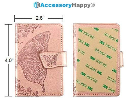 Universal Adhesive Wallet/Card Holder, Credit Card Holder for Back of Phone Pocket 3M Adhesive Sticker Card Pouch Sleeve for iPhone/Samsung Galaxy and Most Smartphones (Butterfly Pink)