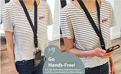 AccessoryHappy AH Universal Heavy Duty Cell Phone Carrying Lanyard Leash Neck Strap Tether Holder Quick Release Buckle Smart Cell Holder Case for iPhone, Galaxy & Most Smartphone Black