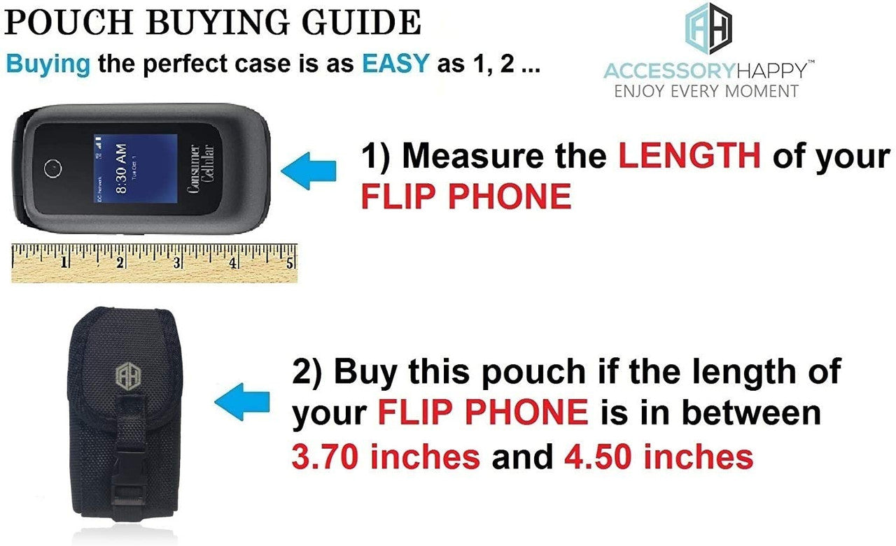 Premium Vertical Canvas Case w/ Buckle, Rugged Pouch Holster Flip Phone Belt Case Fits Kyocera Cadence LTE, Dura XTP, Dura XV E4520 Case, Dura XV Plus, Dura XE, Convoy 4, Most Large FLIP Phone
