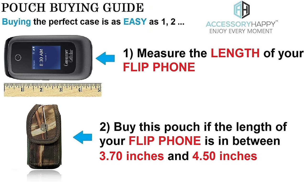 Premium Vertical Canvas Case, Rugged Pouch Holster Flip Phone Belt Case Fits Kyocera Cadence LTE, Dura XTP, Dura XV E4520 Case, Dura XV Plus, Dura XE, Convoy 4, Most Large FLIP Phone