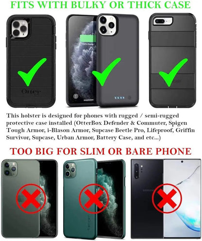 Camo Horizontal Military Grade Phone Case, Tactical Belt Loop & Holster Pouch Fits with Otterbox Defender Heavy Duty Cover