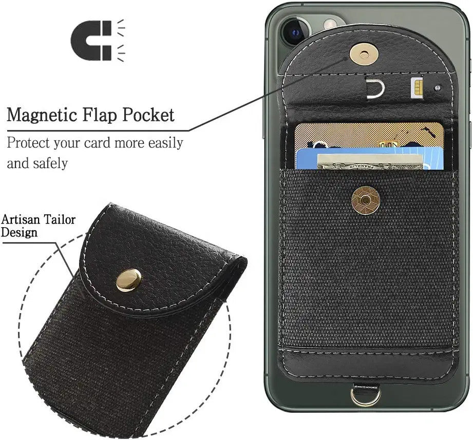 Universal 2 in 1 Lanyard & Sticker Wallet Leash Credit Card Holder Case, Cell Phone Gear Neck Strap Adhesive Stick on Holder Pocket for iPhone and Android Phones