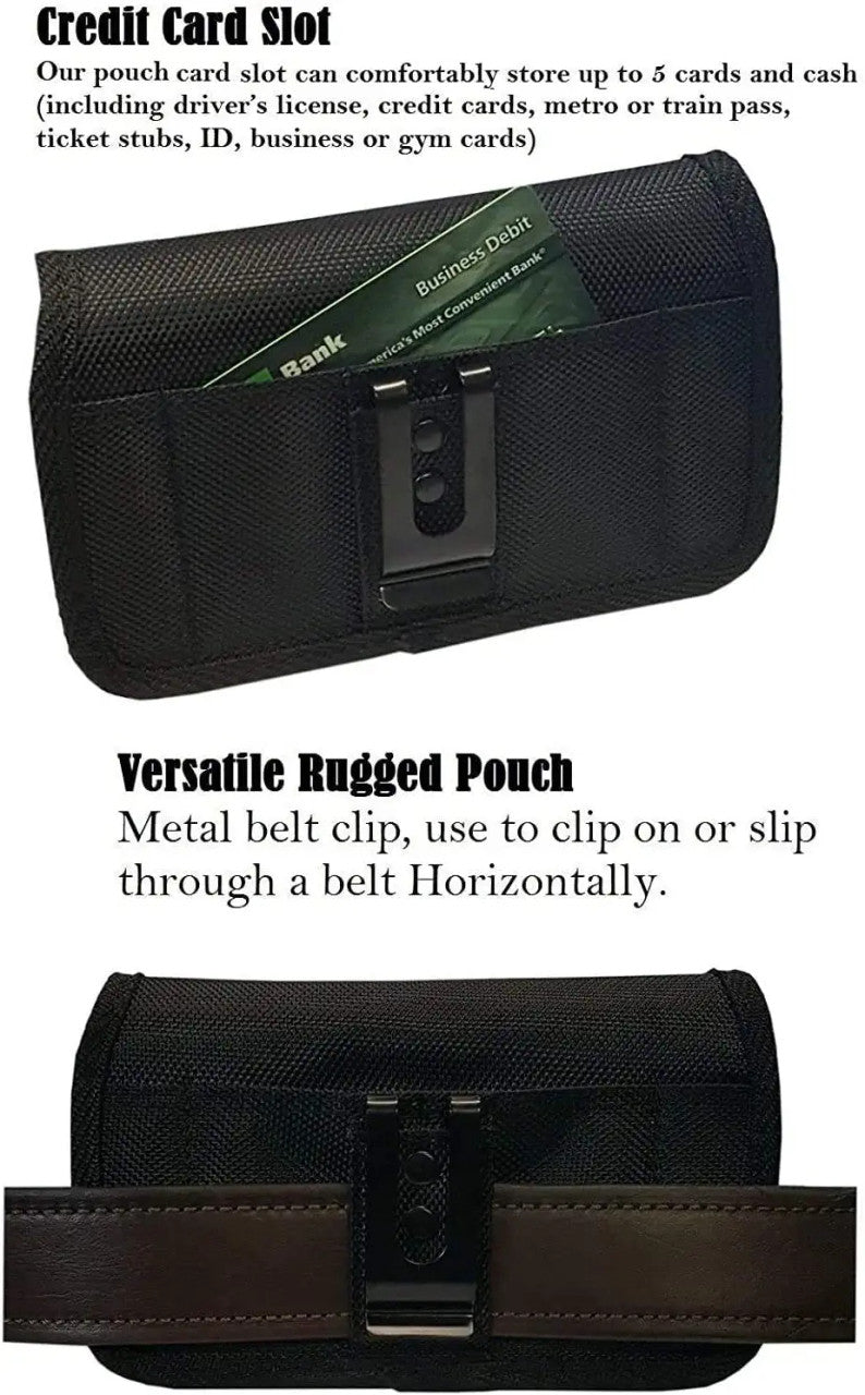 Black Horizontal Military Grade Phone Case, Tactical Belt Loop & Holster Pouch Fits with Otterbox Defender Heavy Duty Cover
