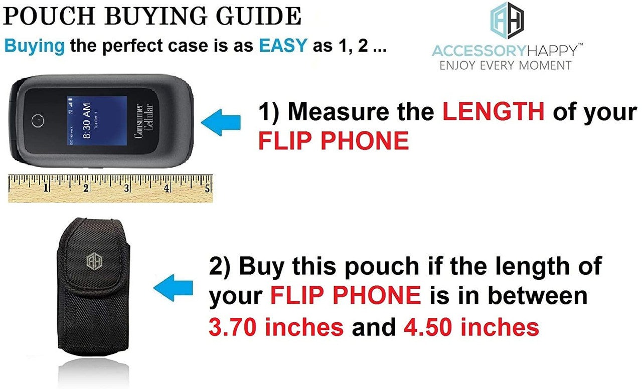 Premium Vertical Canvas Case, Rugged Pouch Holster Flip Phone Belt Case Fits Kyocera Cadence LTE, Dura XTP, Dura XV E4520 Case, Dura XV Plus, Dura XE, Convoy 4, Most Large FLIP Phone