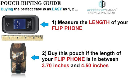 Premium Vertical Canvas Case w/ Buckle, Rugged Pouch Holster Flip Phone Belt Case Fits Kyocera Cadence LTE, Dura XTP, Dura XV E4520 Case, Dura XV Plus, Dura XE, Convoy 4, Most Large FLIP Phone