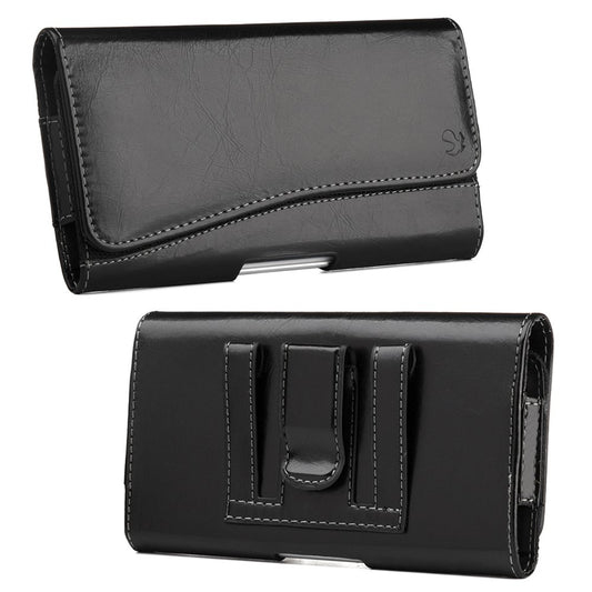 Horizontal Canvas Cell Phone Belt Pouch, Compatible w/iPhone Xs Max, 8 Plus 7 Plus 6 Plus Holster Clip fits w/Commuter Slim Case On or Bare Phone - MAX Inside Dims [6.35" X 3.25" X 0.5"]