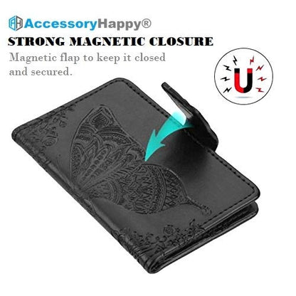 Universal Adhesive Wallet/Card Holder, Credit Card Holder for Back of Phone Pocket 3M Adhesive Sticker Card Pouch Sleeve for iPhone/Samsung Galaxy and Most Smartphones (Butterfly Black)