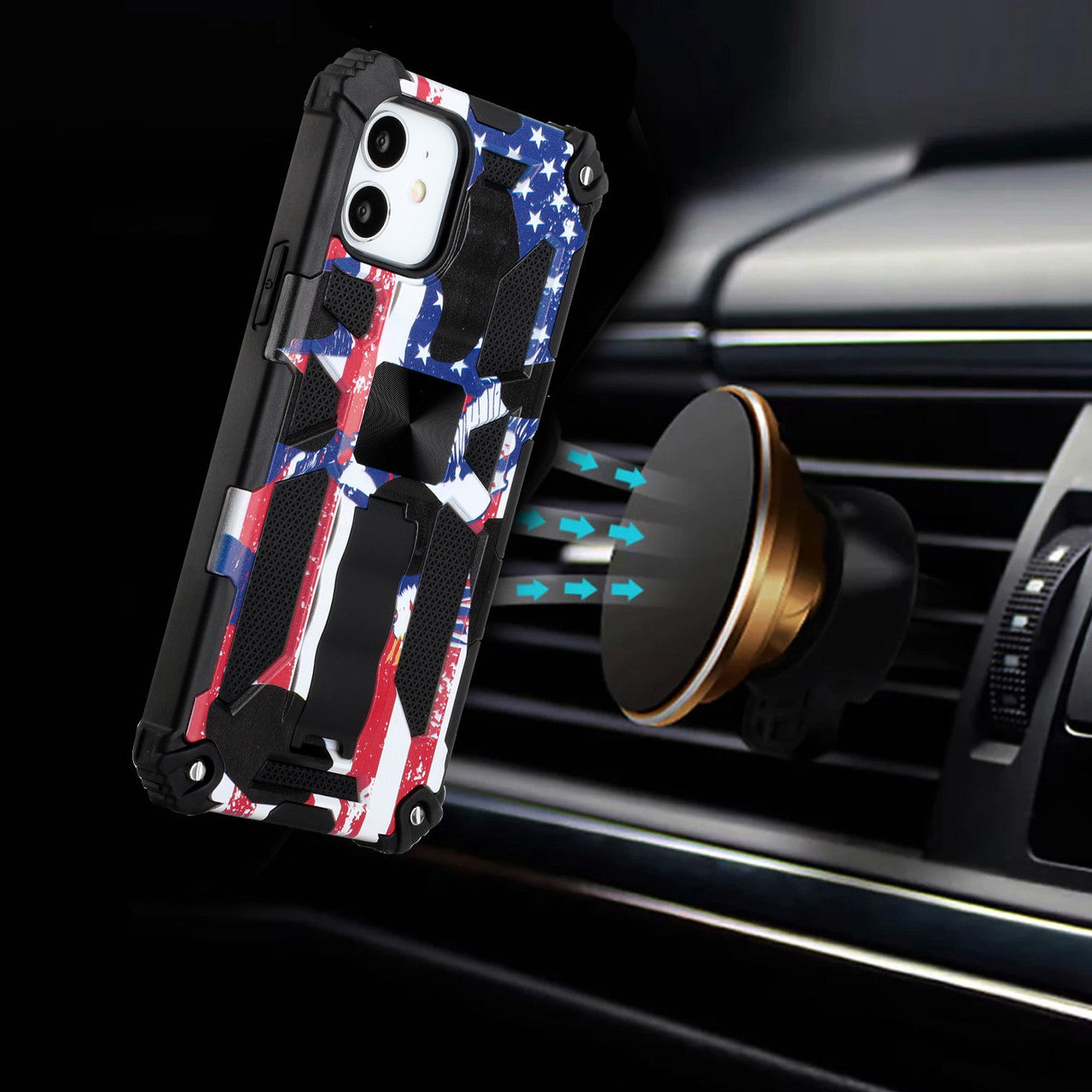 iPhone 13 Case  with Built-in Kick Stand with Magnetic Magnet Protective Phone Case for iPhone 13 iPhone-FLAG