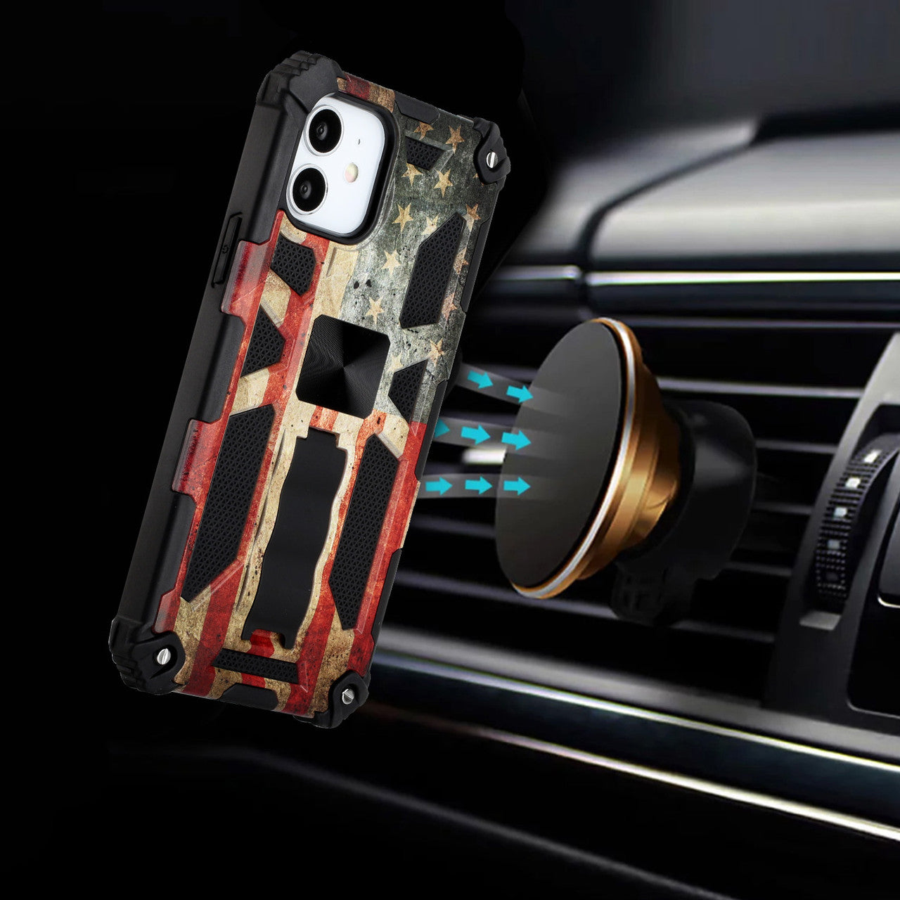 iPhone 13 Case  with Built-in Kick Stand with Magnetic Magnet Protective Phone Case for iPhone 13 iPhone-ANTIQUE FLAG
