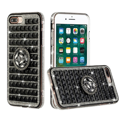iPhone 12 Mini Full Bling Case with [Ring Kickstand] Cute Glitter Sparkle Bling Diamond Rhinestone -Black