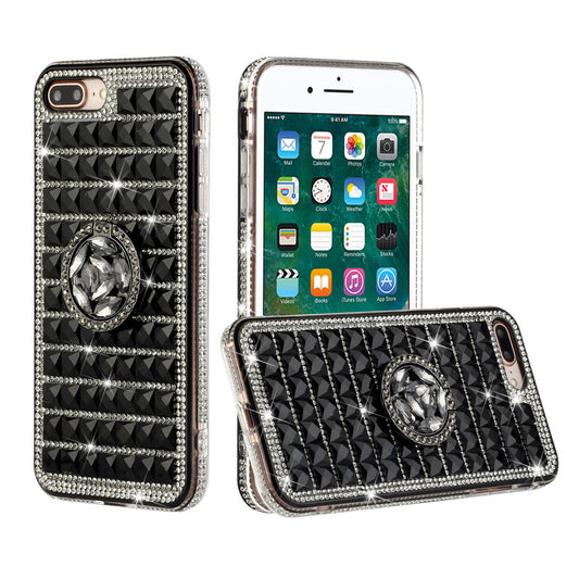 iPhone 12 Mini Full Bling Case with [Ring Kickstand] Cute Glitter Sparkle Bling Diamond Rhinestone -Black