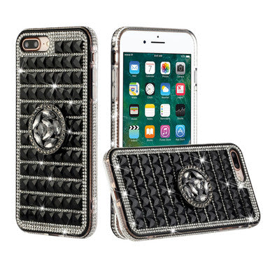 iPhone 12 Mini Full Bling Case with [Ring Kickstand] Cute Glitter Sparkle Bling Diamond Rhinestone -Black