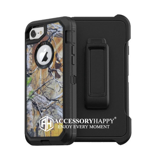 Armor Rugged Defender Case for iPhone 7 and iPhone 8 Protective Case with Belt Clip Holster, Heavy Duty, Built in Screen Protector-Black Camo