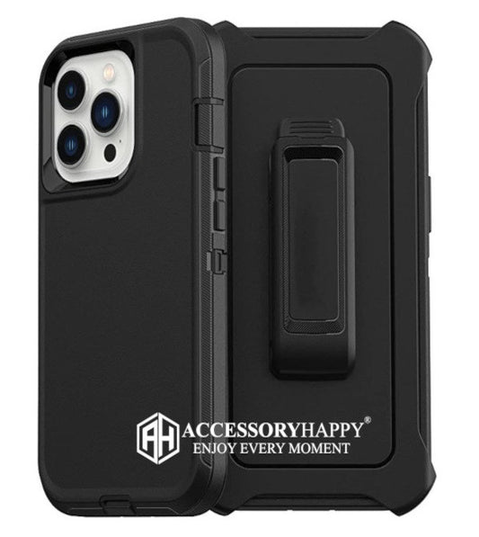 Armor Rugged Defender Case for iPhone 12 PRO Max(6.7") Protective Case with Belt Clip Holster, Heavy Duty-BLACK