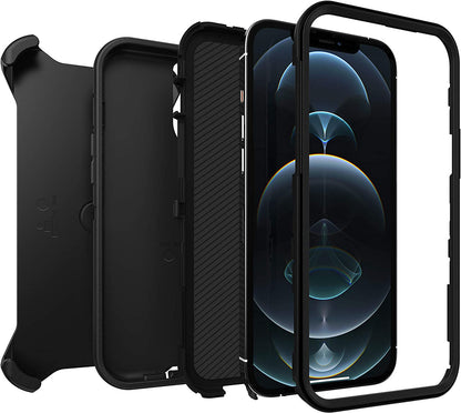 Armor Rugged Defender Case for iPhone 12 PRO Max(6.7") Protective Case with Belt Clip Holster, Heavy Duty-BLACK