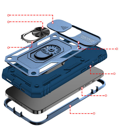 iPhone 13 Case  with Camera Cover & Kickstand, Built-in 360°Rotate Ring Stand with Camera Lens Protection Magnetic Magnet Protective Phone Case for iPhone 13 iPhone-BLUE