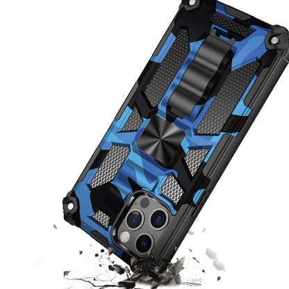iPhone 13 Case  with Built-in Kick Stand with Magnetic Magnet Protective Phone Case for iPhone 13 iPhone-BLUE MILITARY CAMO