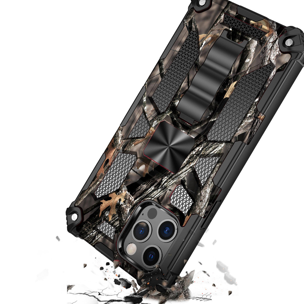 iPhone 13 Case  with Built-in Kick Stand with Magnetic Magnet Protective Phone Case for iPhone 13 iPhone-BROWN CAMO