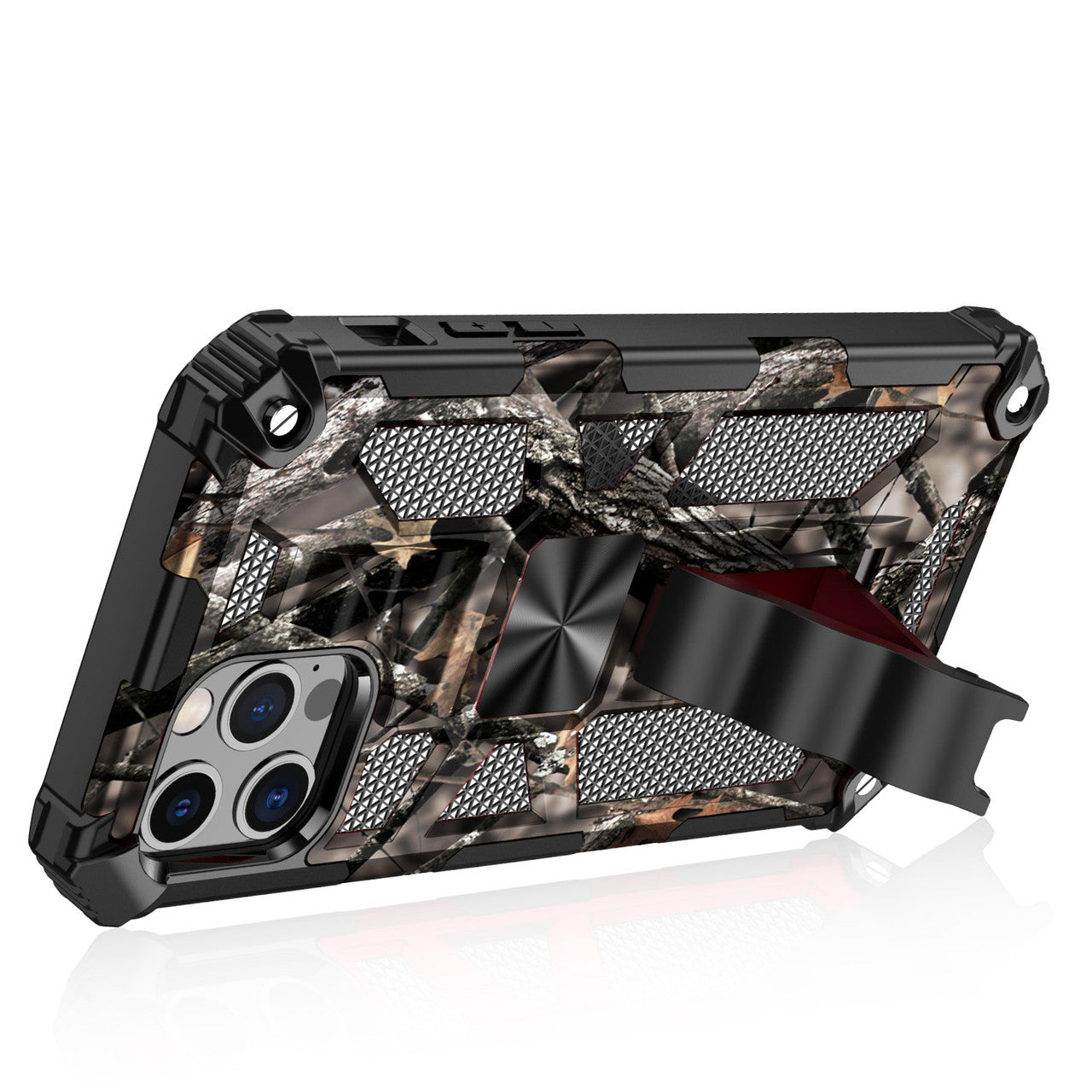 iPhone 13 Case  with Built-in Kick Stand with Magnetic Magnet Protective Phone Case for iPhone 13 iPhone-BROWN CAMO