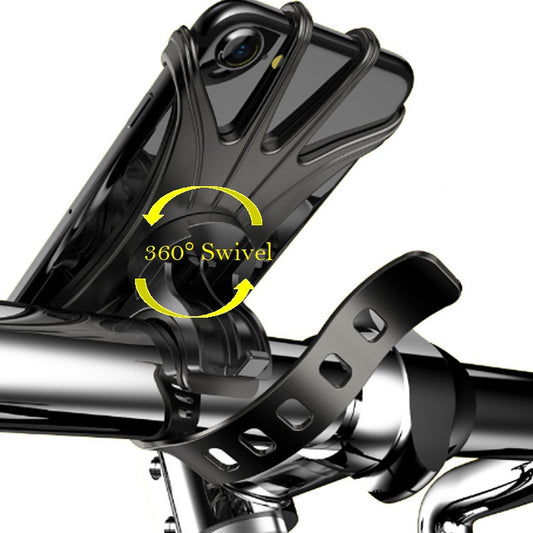 AH Bike Mount Phone Holder, 360° Swivel Silicone Bicycle Handlebar Holder, Motorcycle Handlebar Mount Fits for iPhone 11 Pro Max/XR/XS Max/8/7/ 6/6s Plus, Galaxy S9/S9 Plus, 3.0"- 6.0" Phones