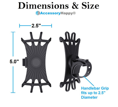 AH Bike Mount Phone Holder, 360° Swivel Silicone Bicycle Handlebar Holder, Motorcycle Handlebar Mount Fits for iPhone 11 Pro Max/XR/XS Max/8/7/ 6/6s Plus, Galaxy S9/S9 Plus, 3.0"- 6.0" Phones