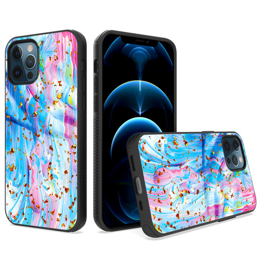 iPhone 12 Case and iPhone 12 Pro Case 6.1 Inch 2020, Marble Parttern Slim Thin Glossy Soft Durable TPU Shockproof Scratch-Proof Phone Protective Covers for Women - Colorful Galaxy