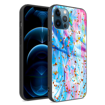 iPhone 12 Case and iPhone 12 Pro Case 6.1 Inch 2020, Marble Parttern Slim Thin Glossy Soft Durable TPU Shockproof Scratch-Proof Phone Protective Covers for Women - Colorful Galaxy