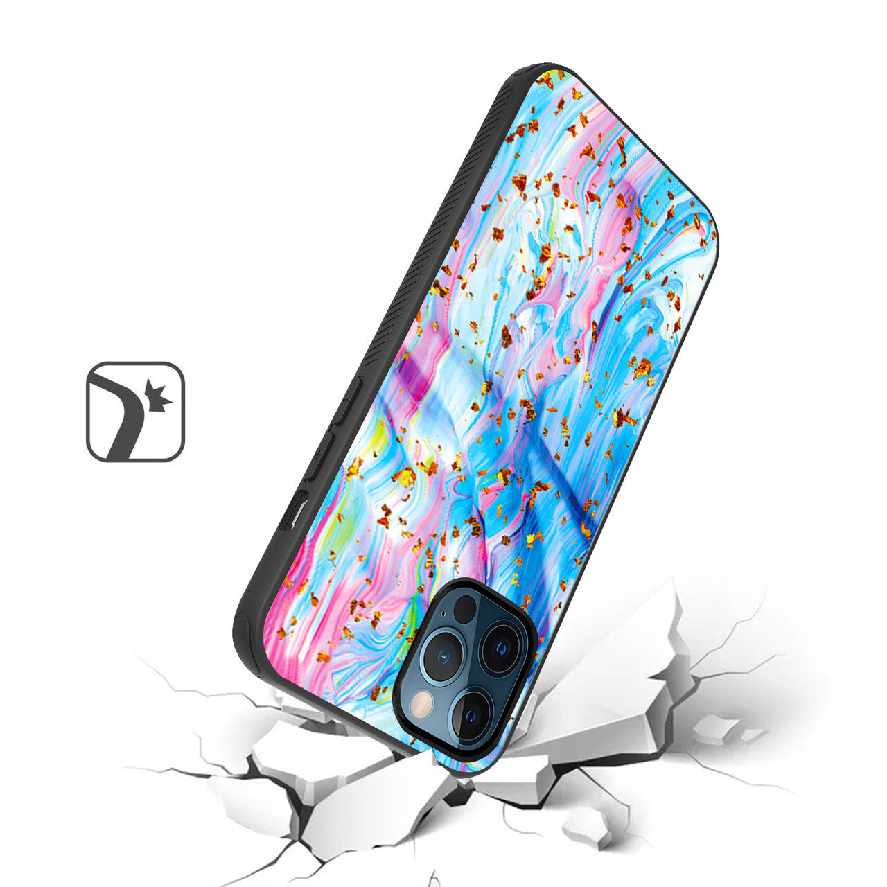iPhone 12 Case and iPhone 12 Pro Case 6.1 Inch 2020, Marble Parttern Slim Thin Glossy Soft Durable TPU Shockproof Scratch-Proof Phone Protective Covers for Women - Colorful Galaxy
